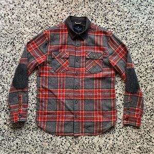 Roark Revival Men’s Grey Red Plaid Wool Blend Long Sleeve Button Down Shirt L